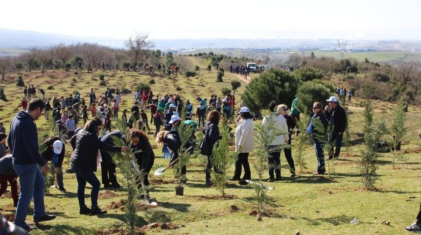 Gebze&rsquo;de &ouml;ğrenciler 2 bin 500 fidanı toprakla buluşturdu
