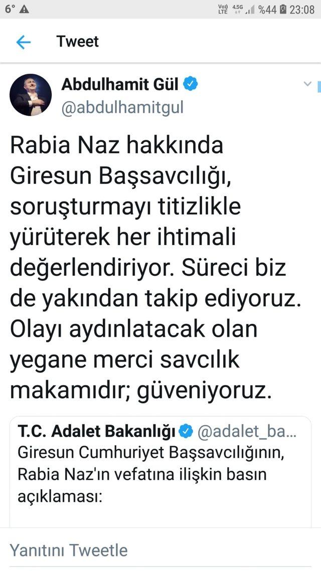 Giresun Cumhuriyet Başsavcılığı: Rabia Naz'ın ölümündeki trafik kazası iddiası bulgularla doğrulanamamıştır