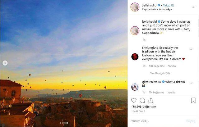 Bella Hadid’in Kapadokya’dan paylaştığı fotoğraflara beğeni yağıyor