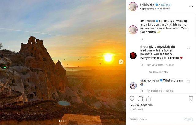 Bella Hadid’in Kapadokya’dan paylaştığı fotoğraflara beğeni yağıyor