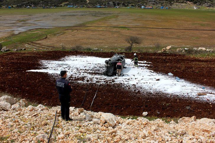 Uçuruma yuvarlanan otomobil alev aldı G4