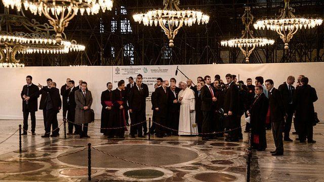 2014'te Papa Francis, İstanbul ziyareti sırasında Ayasofya'yı da gezdi