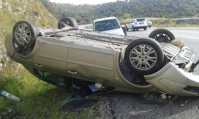 Takla atan aracın şoförü ölümden döndü