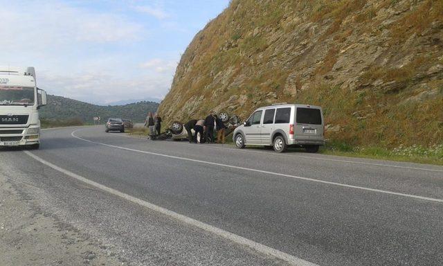 Takla atan aracın şoförü ölümden döndü