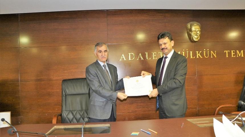 Gaziantep adliyesi personeline teşekk&uuml;r ve tebrik belgesi