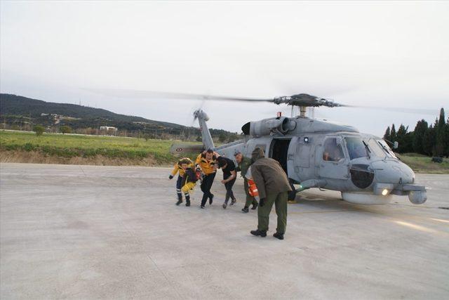 Gökçeada’da kalp krizi geçiren vatandaş helikopterle hastaneye ulaştırıldı