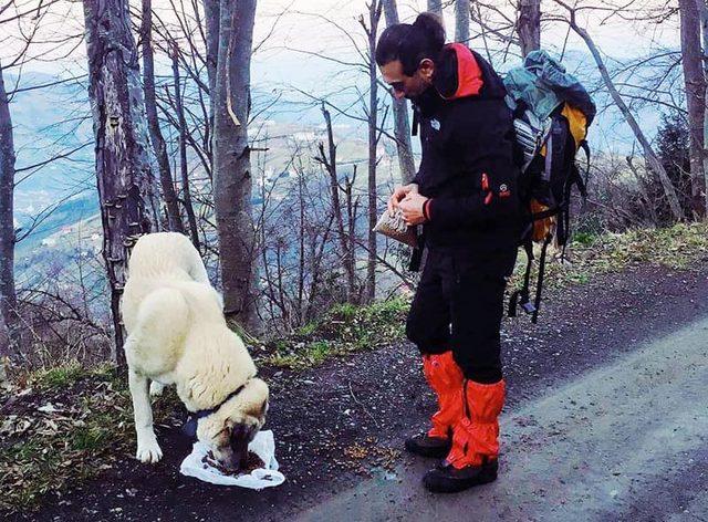 Donmak üzereyken bulduğu köpeği kilometrelerce kucağında taşıdı