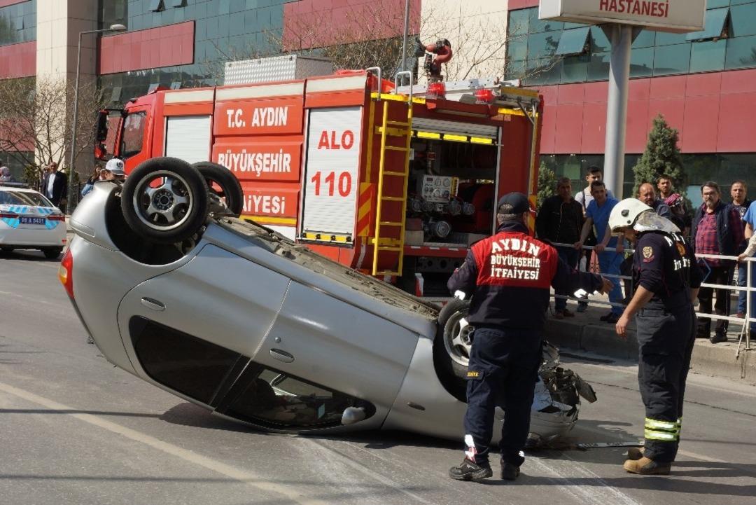 Yayaya &ccedil;arpmamak i&ccedil;in frene basınca takla attı: 1 yaralı