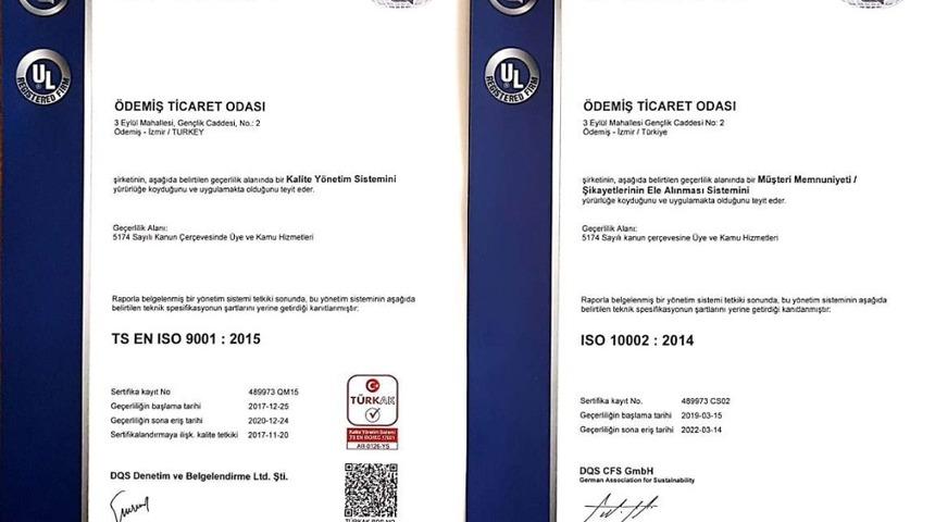 &Ouml;TO, "kalite ve m&uuml;şteri memnuniyeti" belgelerini aldı