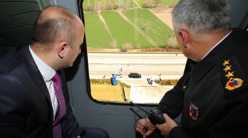 Vali Varol helikopterli denetime katıldı