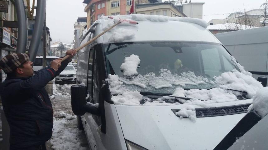 Kar yağışı yerini yağmura bıraktı