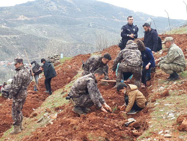 Çukurca'da sınırdaki üs bölgesine fidan diktiler