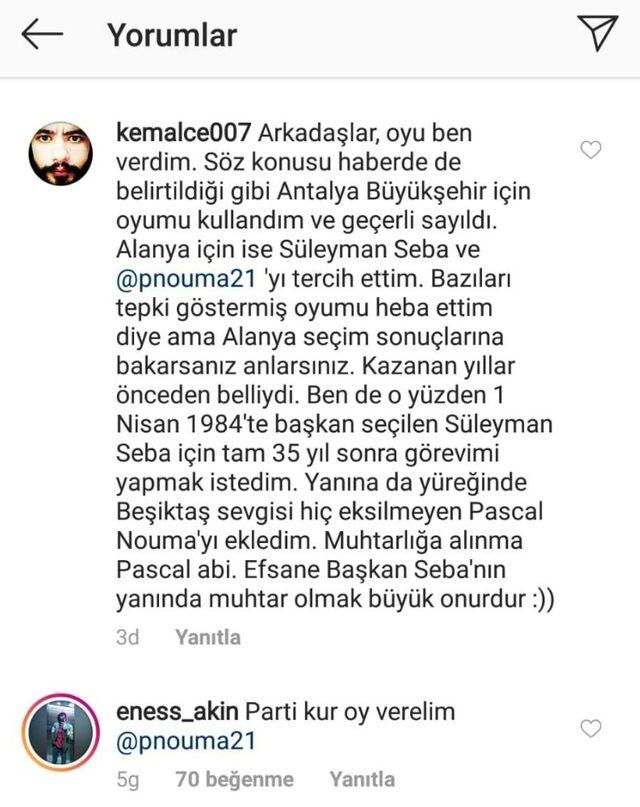 Yerel seçimlerde kendisine çıkan oy, Pascal Nouma’yı mutlu etti