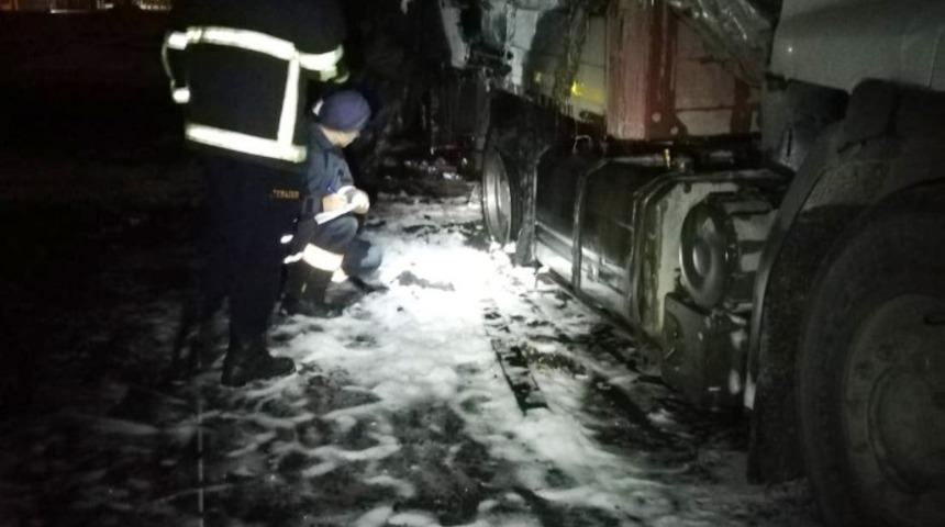 Mardin&rsquo;de seyir halindeki tır alev aldı