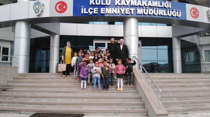Kulu&rsquo;da ana sınıfı &ouml;ğrencilerinden polise ziyaret