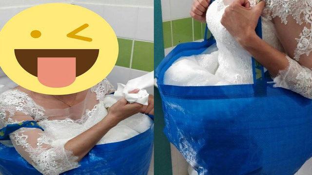 Gelinin tuvalet çözümü şaşkına çevirdi!