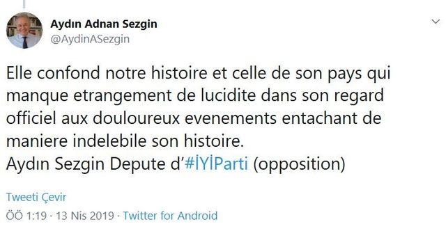 İYİ Parti Aydın Milletvekili Sezgin’den Fransız parlamentere sert yanıt