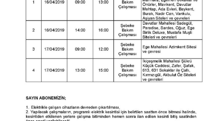 Kuşadası’nda elektrik kesintisi yapılacak