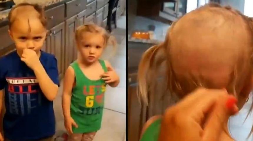 D&uuml;nyanın en sevimli ancak tehlikeli yaramazlığı! İki kardeş birbirlerinin sa&ccedil;ını tıraş edince bakın neler oldu?