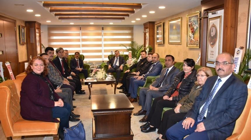 Başkan &Ccedil;elik, Kaymakam &Ccedil;aykara ve kurum m&uuml;d&uuml;rlerini ağırladı