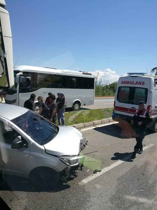 Palmiye ağacına çarpan otomobilin sürücüsü yaralandı