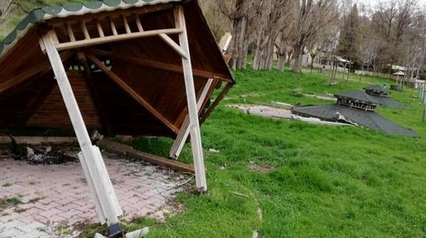 Fırtına kamelyaları devirdi