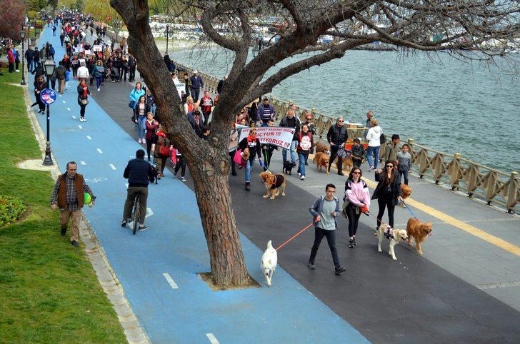 Hayvanların öldürülmesini yürüyüşle protesto ettiler