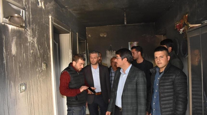 Başkan &Ccedil;elik&rsquo;ten evi yanan aileye ziyaret