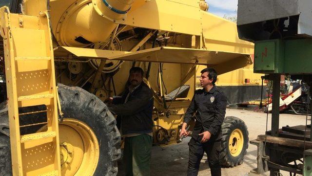 Güneydoğuya gidecek biçerdöverlerin bakımı yapılıyor