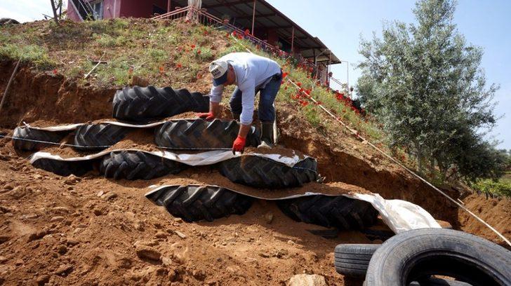 Atık araç lastikleriyle istinat duvarı G4