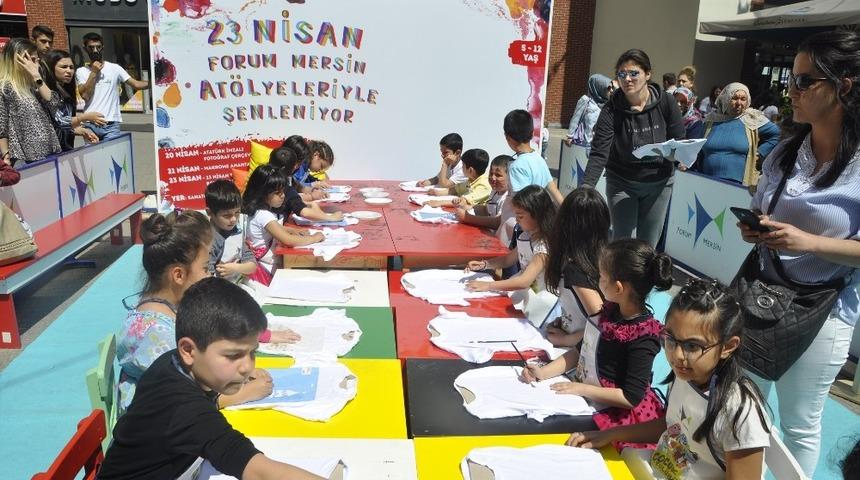 &Ccedil;ocuklar, Forum Mersin&rsquo;in 23 Nisan&rsquo;a &ouml;zel eğlenceli at&ouml;lye &ccedil;alışmalarında buluştu
