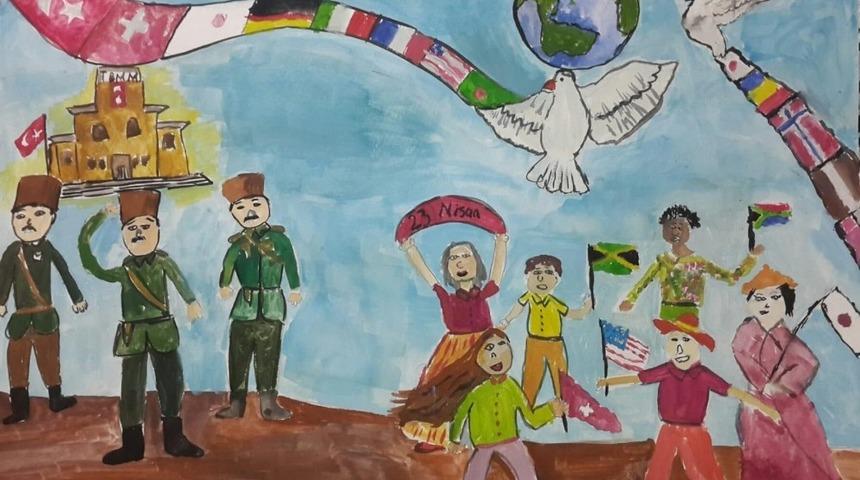 Resim yarışmasında birinci oldu