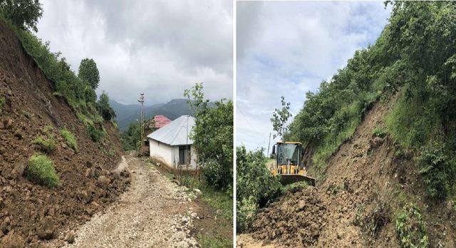 Ordu’da heyelandan kapanan yollar hizmete açıldı