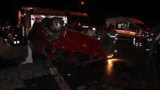 Zincirleme kazada araçtan fırlayıp, viyadükten düştü 