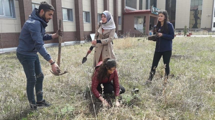 Kafkas &Uuml;niversitesi  &ouml;ğrencileri fidan dikti