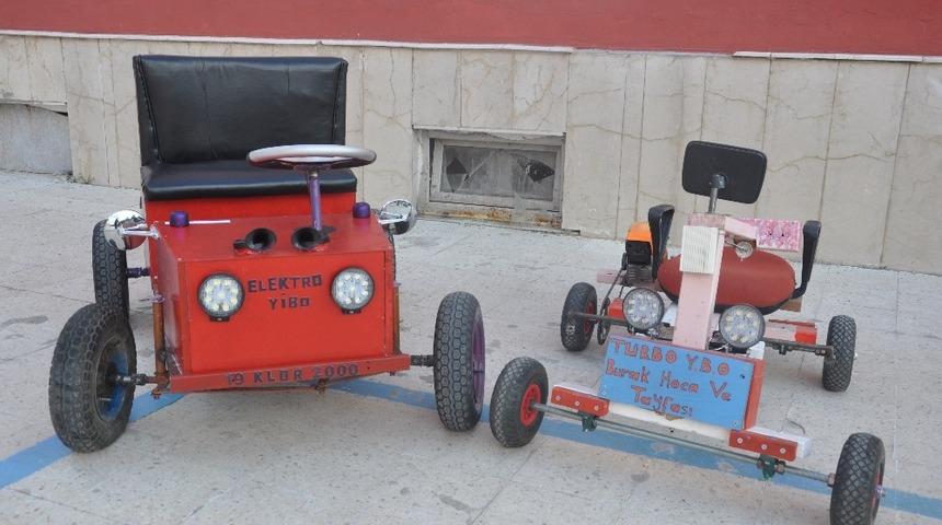 Köy okulu öğrencileri kısıtlı imkanlarla elektrikli araba yaptı