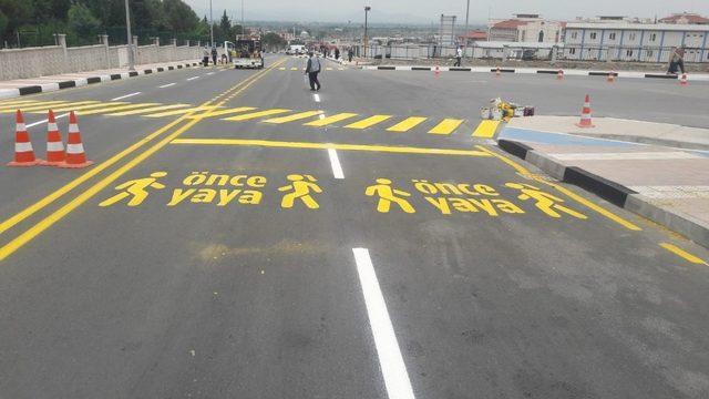 Manisa Şehir Hastanesi’nin yol çizgileri yapıldı