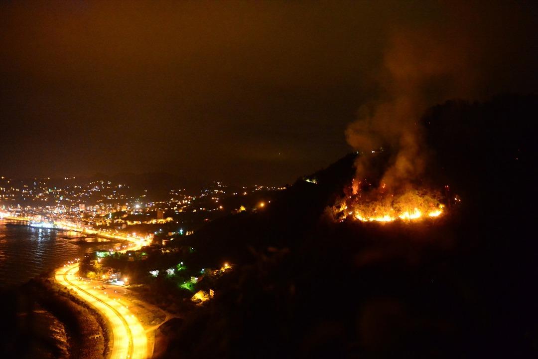 Giresun'da &ouml;rt&uuml; yangını! 9 d&ouml;n&uuml;ml&uuml;k alan cayır cayır b&ouml;yle yandı