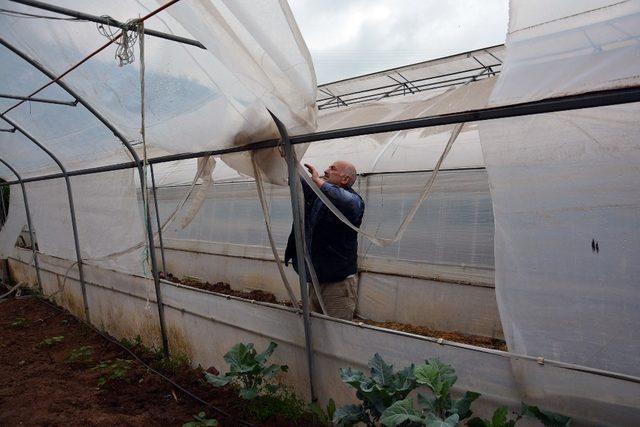 Şiddetli rüzgar seralara zarar verdi