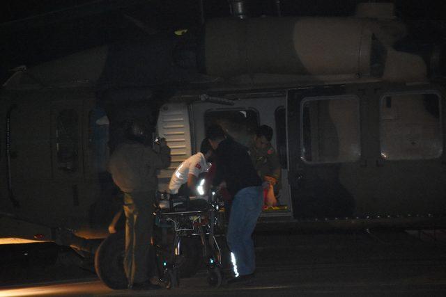 İneğin yaraladığı genç kız askeri helikopterle taşındı