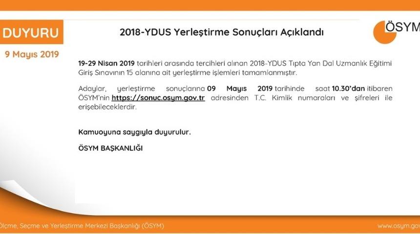 2018-YDUS yerleştirme sonu&ccedil;ları a&ccedil;ıklandı