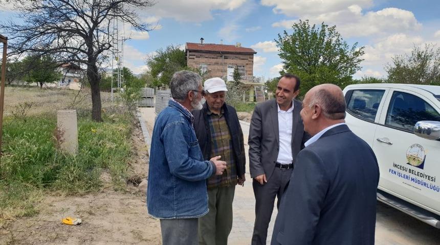Başkan İlmek parke taş yol yapım &ccedil;alışmalarını yerinde inceledi