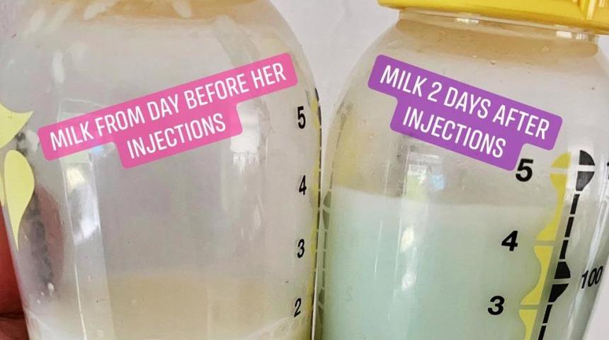 Kızı aşı olduktan sonra s&uuml;t&uuml;n&uuml;n rengi değişti!  Tartışmalar yeniden alevlendi