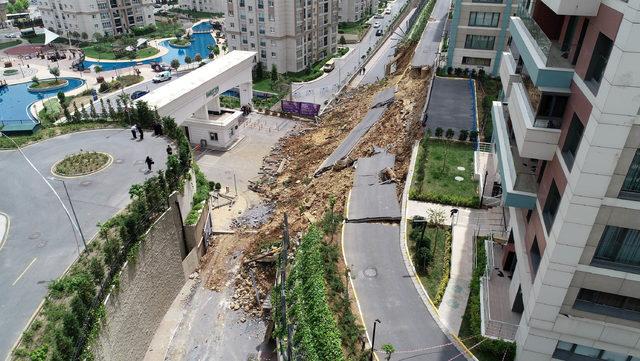  Başakşehir'de çökmenin yaşandığı alandaki son durum havadan fotoğraflandı