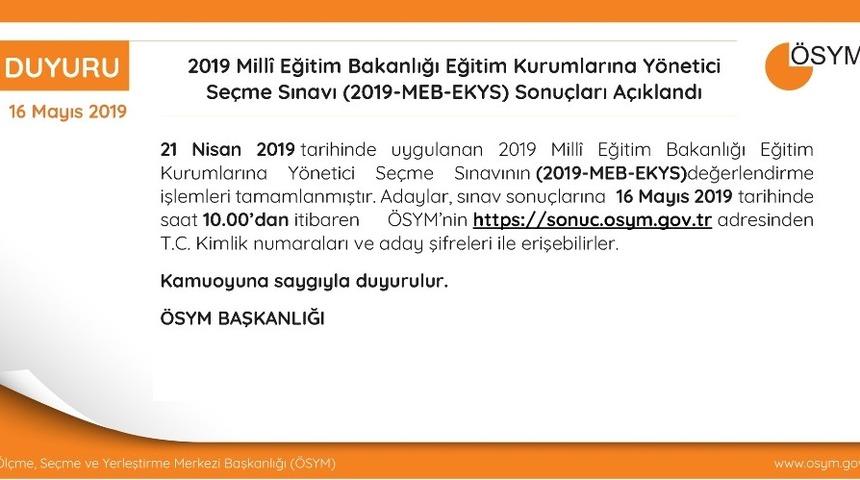 MEB-EKYS sonu&ccedil;ları a&ccedil;ıklandı