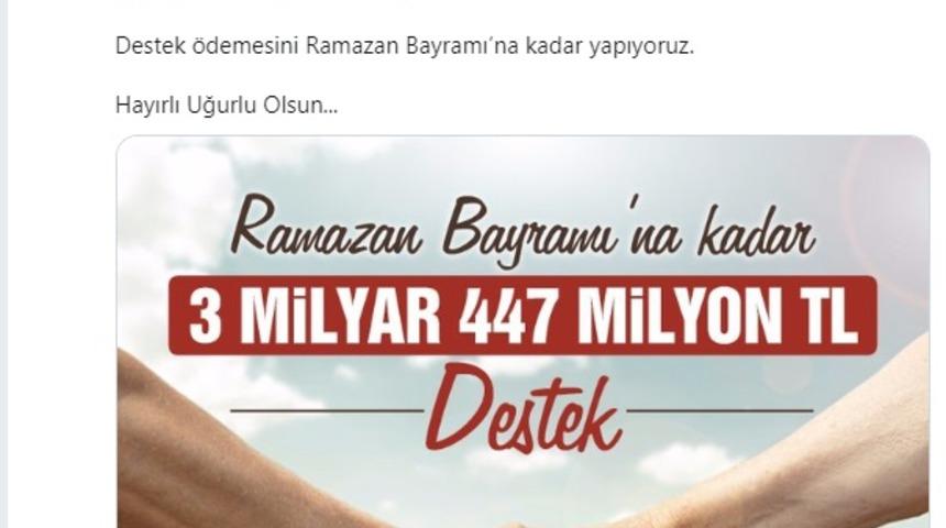 Çiftçiye 3 milyar 447 milyon TL destek ödemesi
