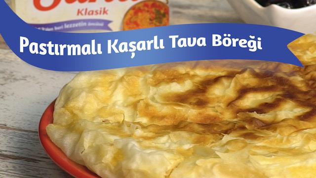 Pastırmalı kaşarlı tava böreği