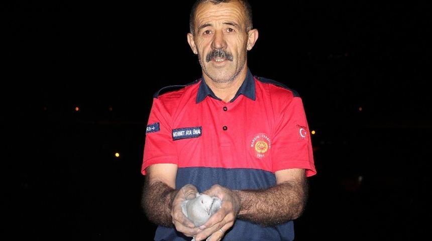 Kalorifer bacasına sıkışan güvercinin yardımına itfaiye yetişti