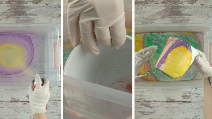 Ebru Tekniği İle Saksı Boyama