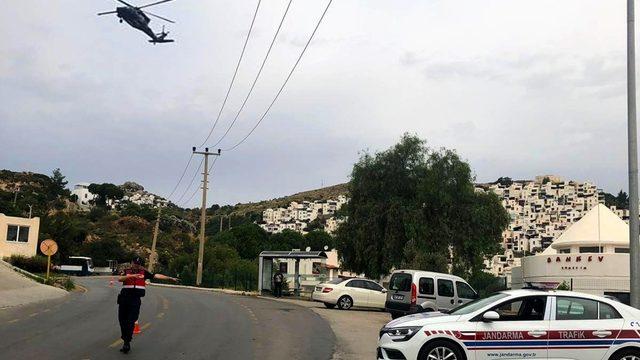 Jandarma’dan Bodrum’da helikopterli trafik denetimi